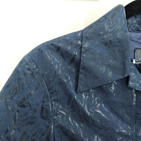 VTG 90s Exte Jeans Coated Woven Collared Mini Dress 28/42/US 6 Navy Blue - Picture 5 of 16